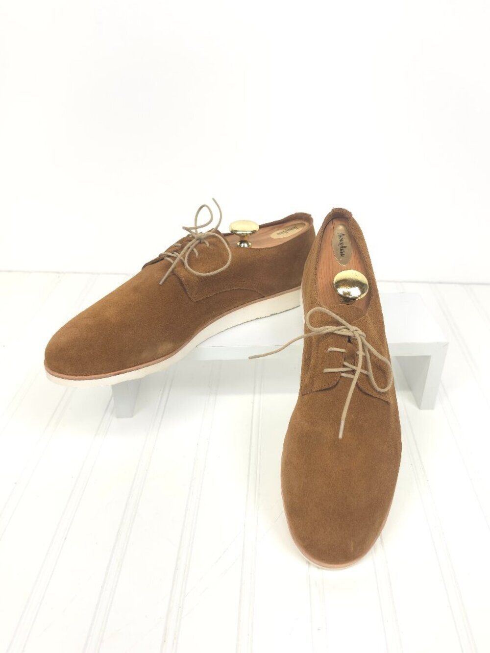 NIB Men's NISOLO Lightweight Flex Derby Suede Leather Oxford Tan Size 10